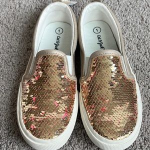 Cat & Jack Aliki sneakers gold and pink